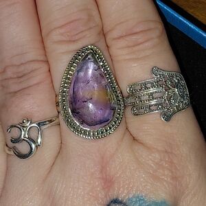 Ametrine Teardrop Silver Statement Ring